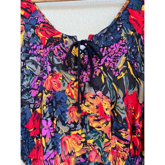 Together! Vintage 80's Women's Floral Button Front Pleated Dress Sz 10 - Picture 3 of 5